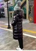 -30 graus russo frio inverno meninas longas brilho brilhante pato para baixo casacos crianças desgaste de neve parka chacês com capuz com colar de pele grande 201102