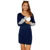 Pregnant Womens Dresses Nursing Nightgown Pregnancy Dress Long Sleeve Splice Breastfeeding Baby Dress Casual Dress Soft Clothes G220309