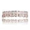 New Baguette Set Teeth Grillz Top Bottom Rose Gold Silver Color Grills Dental Mouth Hip Hop Fashion Jewelry Rapper Jewelry7177653