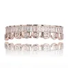 New Baguette Set Teeth Grillz Top Bottom Rose Gold Silver Color Grills Dental Mouth Hip Hop Fashion Jewelry Rapper Jewelry1348212