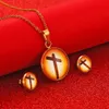 Collana con croce cristiana di Gesù, in acciaio inossidabile, con pendenti con croce di preghiera in oro, set di gioielli da uomo