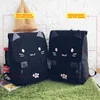 Mignon chat toile sac à dos dessin animé broderie sacs à dos pour adolescentes sac d'école mode noir impression sac à dos mochilas XA69H LJ201225