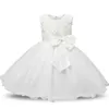 Urodzona sukienka chrztu dla dziewczynki Biała Pierwsze Przyjęcie urodzinowe nosić uroczą bez rękawów maluch dziewczynek chrztunnia Ubrania LJ201222