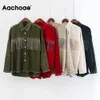 Aachoae Femmes Gland Rivet Élégant Chic Veste Batwing Manches Longues Streetwear Mince Manteau Turn Down Collier Lady Tops Automne Printemps 201023