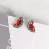 Stud AOMU Reizende Nette Obst Ohrringe Für Frauen Brinco Kleine Strass Erdbeere Wassermelone Aussage Ohrring Mädchen Schmuck1
