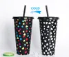 PP temperature change Christmas tumbler fruit tea drinks cold tumblers color plastic straw Color cup SN6182