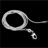 Collar de cadena de serpiente lisa de plata 1MM 925 Joyas de ley