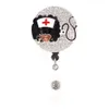 Medical Key Rings Multi-style Black Nurse Rhinestone Retractable ID Holder For Name Card Accessories Badge Reel With Alligator Cli255V