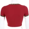 Sweetown New Patchwork Leopard Cute Crop Top Tshirt Red ONeck Short Sleeve Summer Tops Vintage Kawaii Streetwear Clothes T200516