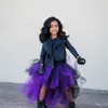 Roxo preto rabo de andorinha menina longo tutu saia linda princesa meninas aniversário saias po vestido de baile fantasia roupa de festa infantil 220216