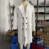 Giacche lunghe bianche da uomo Autunno Misto lana Trench coat a maniche lunghe Moda Uomo Taglie forti Abbigliamento Capispalla invernale causale 20201