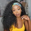 Nowy Dziewiczy Brazylijski naskórka Wyrównana Włosy Kędzierzawy Pasmo Pasmo Peruka Dla Czarnych Kobiet Wody Loose Deep Wave Half Head Band Peruki Ludzkie Peruki 130% Gęstość Diva1