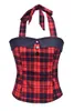 Rood Plaid Vintage Crop Tops Zomer Kleren voor Vrouwen Retro 50s 60s Pin Up Top Shirts Button Sexy Halter Blouses Blusa Feminina1