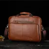 Vintage Cowhide Men Briefcase 14'' Bag Laptop Hand Man Document A4 Men's Messenger Shoulder Bags Travel Briefcases1