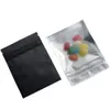 2020 7.5*10cm Matte Black / Clear Front Zipper Bags Resealable Zip Aluminum Foil Plastic Bag Food Grocery Packing Mylar Foil Bag
