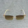 White Black Vintage Buffalo Rhinestone Horn Rimless Sunglasses Men Wood Sun Glasses Metal Frame Shades for Summer Club Eyewear CH07976909