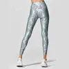 Shiny Scrunch Leggings Sport Fitness Snake Snake Sports Woman Mulher 2022 Yoga Calças Ginásio Wear Branco Rosa Azul Leggins Mujer XL H1221