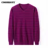 Coodrony Brand Brand Men Men Spring Automne V-Neck Pull Homme Cotton Wool Pullover Men Striped Knitwear Shirts Mens Bullers C1047 201021