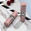 Tubo de lápiz labial vacío de Color rosa de alta calidad, 12,1mm, contenedor de maquillaje de bálsamo labial de lujo para mujer, botellas de embalaje, 15 unids/lote