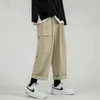 İlkbahar Yaz Geniş-Bacak Düz Pantolon erkek Moda Rahat Kore Kargo Pantolon Streetwear Gevşek Cebi Hip-Hop Sweatpants G220224