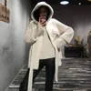 OFTBUY Double-faced Fur Coat hood Winter Jacket Women Real Merino Sheep Fur Genuine Leather Belt Warm Streetwear Outerwear