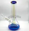 QBsomk Beaker Bong Glass Water Pipe Glass Saml Dab Rig Diffusion Percolate Thickness With 14.4mm Bowl Colorful Lips and Bottom