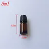 10 stks 22x55 mm Bruin Glas Essentiële Olie Flessen DIY 5 ml Lege Zwarte Plastic Veiligheid Schroefdop Kleine Parfum Potten