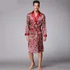 Mens Luxury Paisley Mönster Badrock Kimono Robes V-Neck Faux Silk Male Sleepwear Nightwear Male Satin Bath Robe1