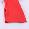 Artsu Red Sexy長袖作物トップTシャツ女性ガールパワータートルネック見知らぬ人TシャツTee Shirt Femme ASTS20252 J190511