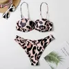 New Padded Push Up Bikini Set Underwire Flower Ruffles Swimsuit For Women Sexy Leopard Bandeau Female Bathing Suit Biquini T200508