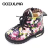 Herfst Winter Baby Laarzen Kinderen Elegante Floral Flower Print Schoenen Kids Sneakers Jongens Meisjes Laarzen Baby Peuter Martin Laarzen LJ201104