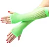 Kobiety Stretch Neon Rękawice Fishnet Sexy Hollow Out Punk Goth Disco Dance Dance Costume Fingerless Mesh 1980S Party Glove1