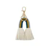 수제 Boho Rainbow Tassel Key Ring Bag Mangs Gold Keychain holder Fashion Jewelry Gift Will and Sandy