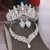 Kryształowy kryształowy kropla woda z zestawem biżuterii ślubnej Rhinestone Tiaras Crown Naszyjnik na pannę młodą ślub Dubai Biżuteria C10038043600