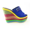 MVVJKE Sandalias Plataforma Summer Shoes Woman Bohemia Rainbow High Heel Slip On Peep Toe Platform Wedges Sandals Y200423