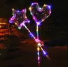 20-calowy Bobo Balon LED Light Multicolor Lighting Luminous 70cm Pole 3m 30leds Night for Party Balloon Wedding Wakacje Dekoracji