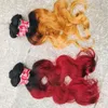 柔らかい感情卸売20pcs/lot安いブラジルのインディアンレミーヘアブラウンレッドカラー