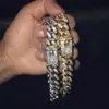 pulsera de enlace cubano de diamante de oro rosa