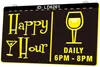 LD6261 Happy Hour Bar Wine 3D Gravür LED Işık İşareti Tüm Perakende 6729137