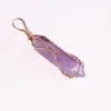 Natuursteen roze quartz charms pijler vorm punt handgemaakte ijzerdraad amethist hangers voor sieraden ketting oorbellen maken