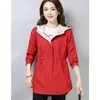 Spring Autumn Women Windbreaker Long 2019 New Hooded Jacket Plus Size Fashion Casual Elegant Short Coat Female Jacket Outwear T200828