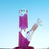Vidro inebriante de vidro bongo em linha reta icacahs plataformas petrolíferas 18mm tubulação de água articulação feminina com brilho difuso do downstem no escuro LXMD20107