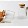 2021 100g 200g Bottiglia di sale da bagno 100ml 200ml Bottiglia di plastica in polvere con vaso di sale da bagno in sughero con cucchiaio di legno
