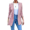 Women's Suits & Blazers Blazer Womens Suit Jackets Long Solid Coats Office Ladies Turn Down Collar Casual Female Outerwear