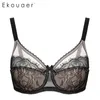 Ekouaer Sexy Push Up Bra Plus Size C D E F G Cup Women Bra Brassiere Black Adjustment Seamless Lingerie Lace Bras For Women 201202