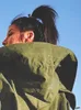 Nerazzurri Surdimensionné Armygreen Noir Zip Up Trench Coat pour femmes avec capuche à manches longues Loose Womens Fashion Windbreaker Femmes 201111