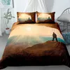 Trees Sunset Landscape Bedding Sets Coconuts Ocean 3D Print Duvet Cover Pillowcases For Adult Kids Bed Set With Pillowcase 201114