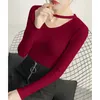 Aossviao v Neck Sweaters vrouwen 2019 herfst winter lange mouw sexy slanke tops solide streetwear gebreide Koreaanse pullover bordeaux t200101