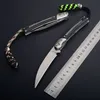 Coltello tascabile tascabile EDC di alta qualità D2 lama satinata G10 + coltelli pieghevoli tattici con manico in lamiera d'acciaio con scatola al minuto