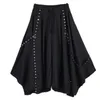 Men Ribbon Dark Black Wide Leg Male Women Japan Punk Gothic Harem Trousers Kimono Skirt Pants 201222